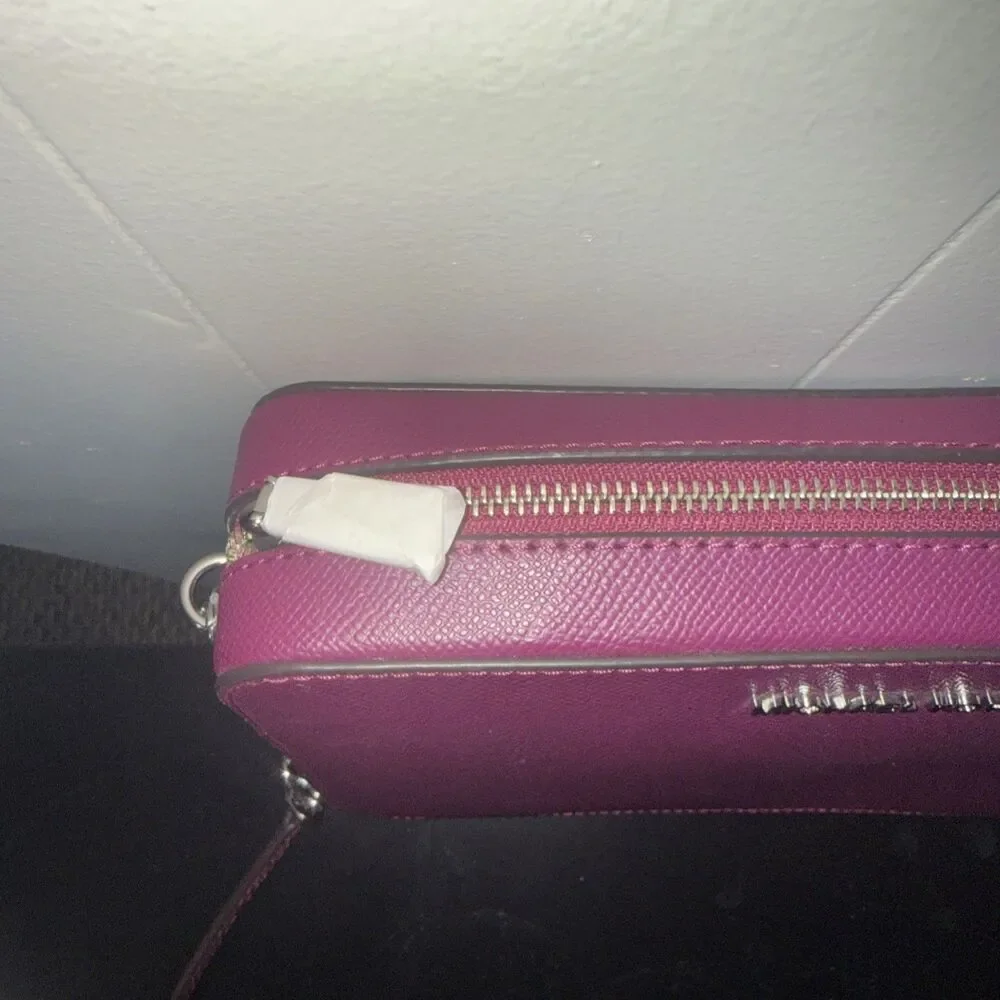 Michael Kors Magenta Crossbody Bag  Silver Chain Strap Zip Closure Women